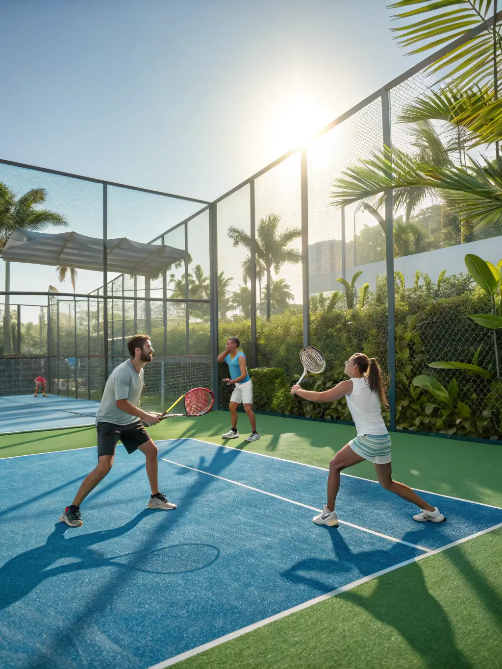 A dynamic image of advanced players participating in an intensive training session at RIOM GENTIANE TENNIS CLUB, highlighting advanced techniques and strategies.