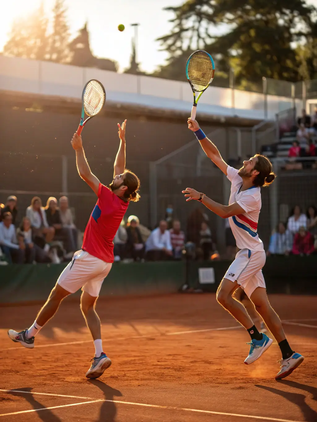 An action shot of adult players engaged in a competitive tennis match at RIOM GENTIANE TENNIS CLUB, showcasing skill and sportsmanship.